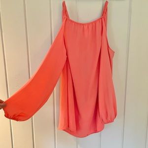 Boutique Open Shoulder Bubble Sleeve Top